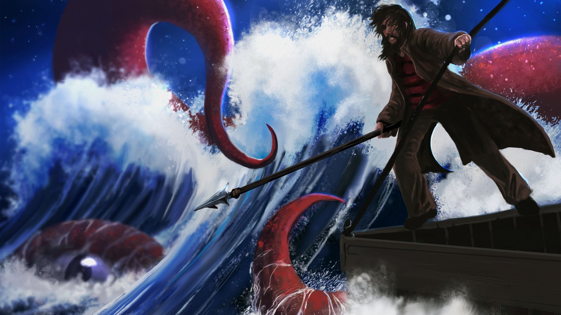 Wallpaper Fantasy, sea monster