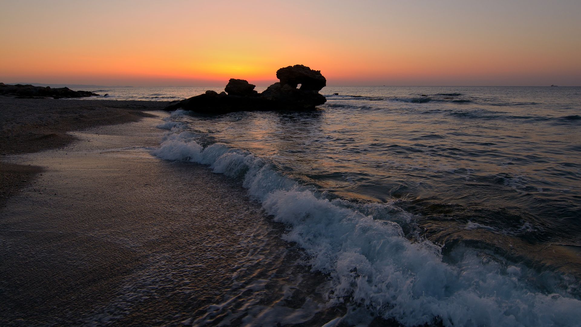 Wallpaper Sunset, beach, sea, nature