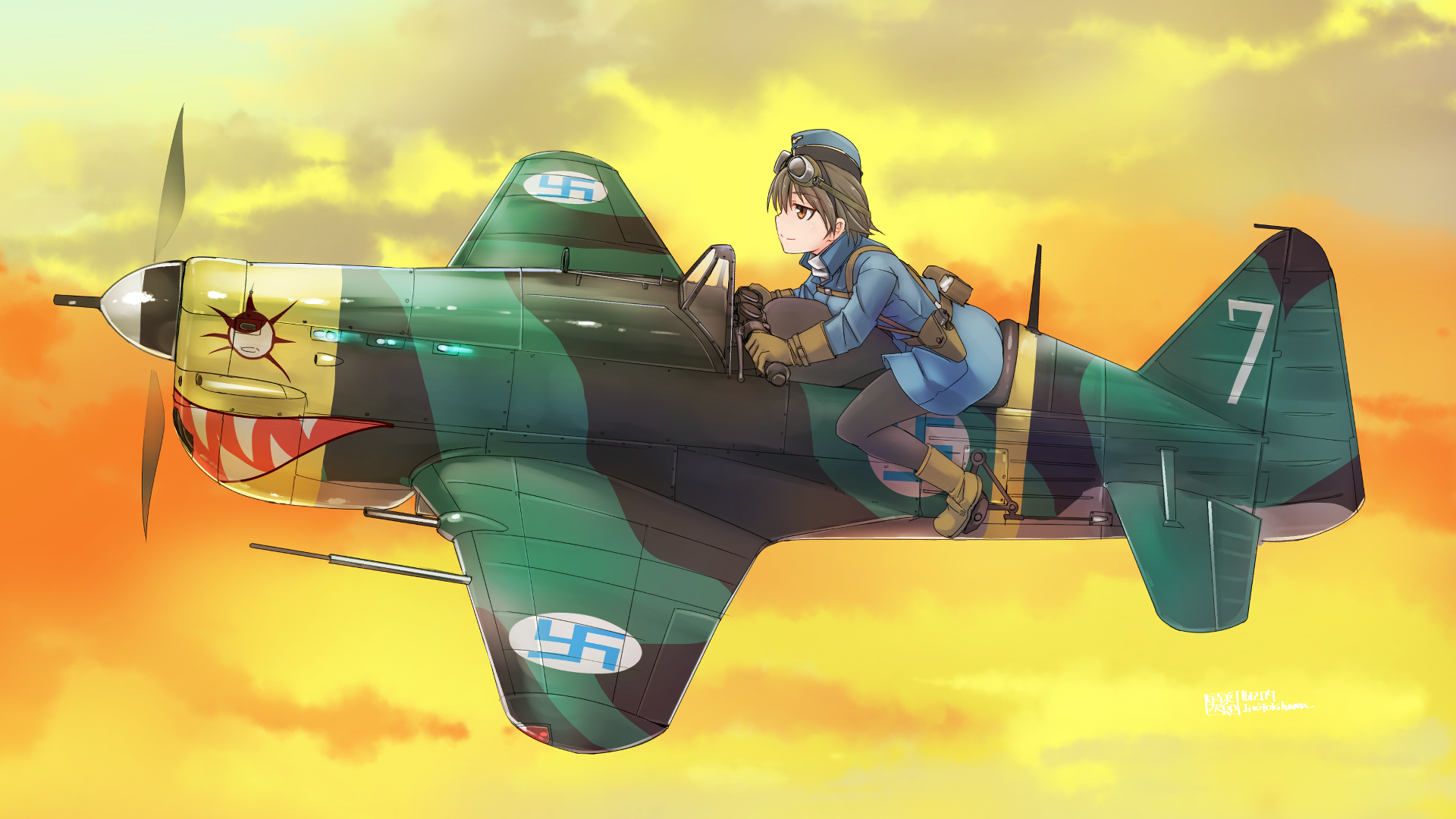 Wallpaper Aviator girls, anime girl