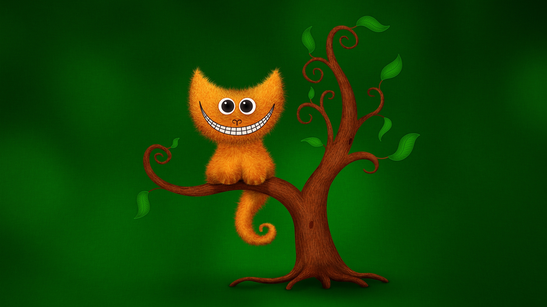 Wallpaper Cat sitting on tree
