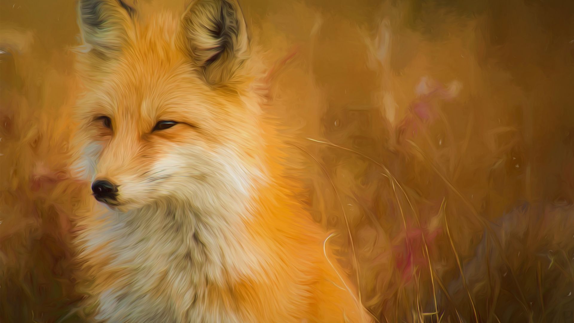 Wallpaper Fox, painting, artwork