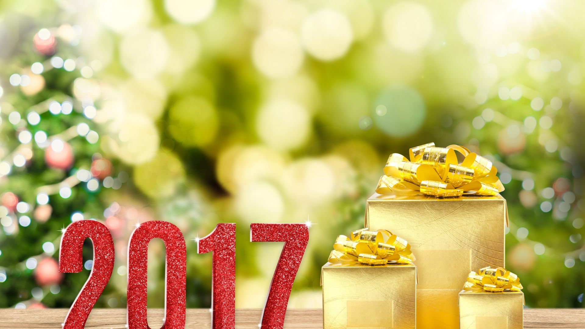 Wallpaper New year 2017, gift boxes
