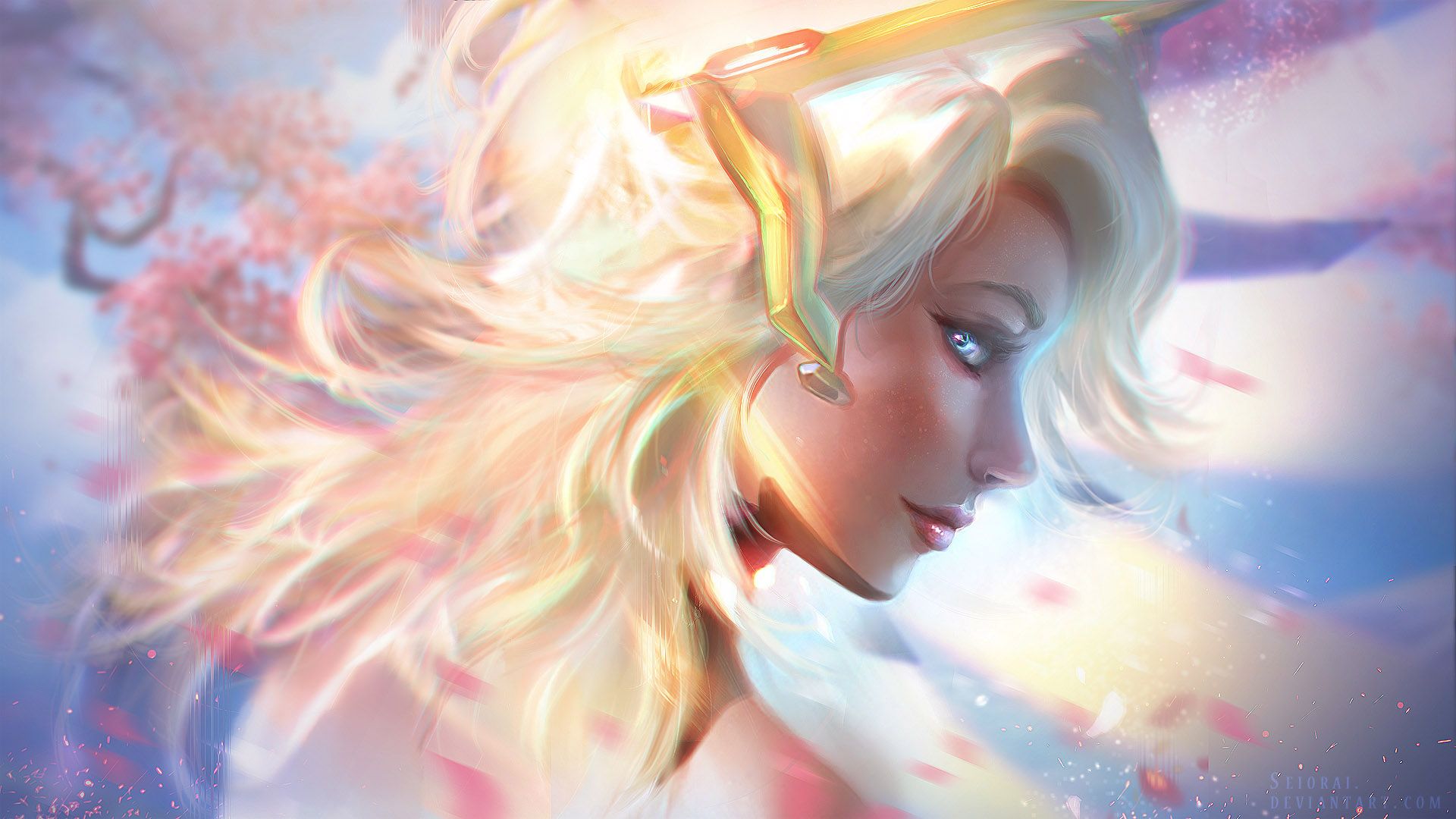 Wallpaper Mercy, video game, overwatch, game, face