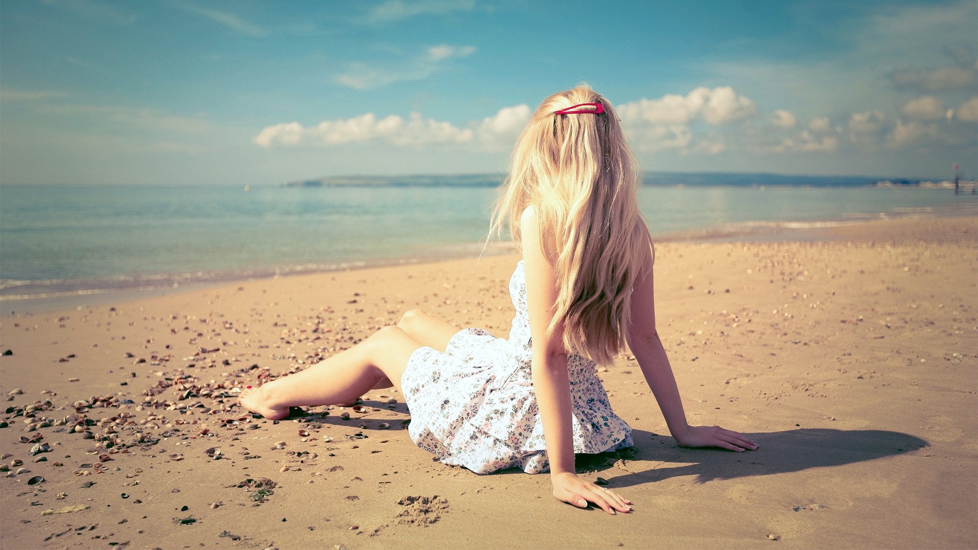 Wallpaper At beach, sand, girl, model, blonde