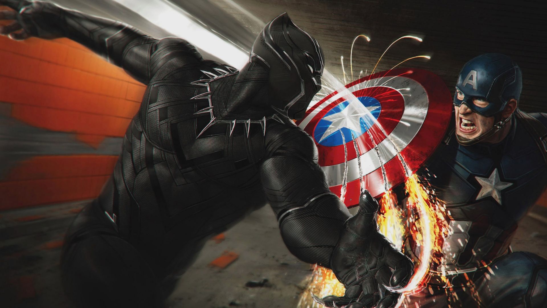 Wallpaper Black Panther, Captain America, Captain America: Civil War, 2016 movie, fight