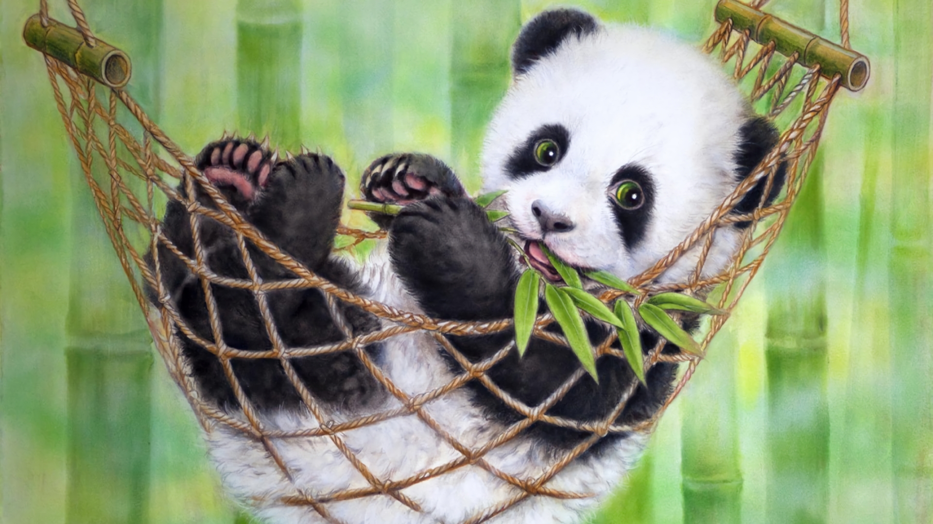 Wallpaper Happy panda, animal, artwork