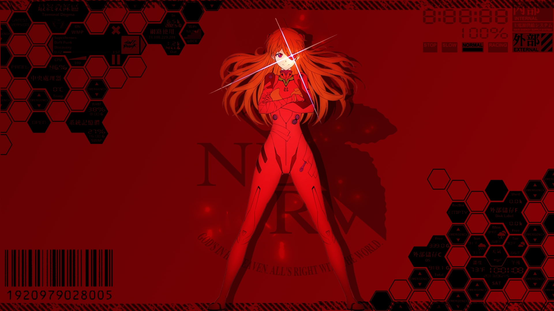 Wallpaper Anime girl, Asuka Langley Soryu, Neon Genesis Evangelion, anime girl, red
