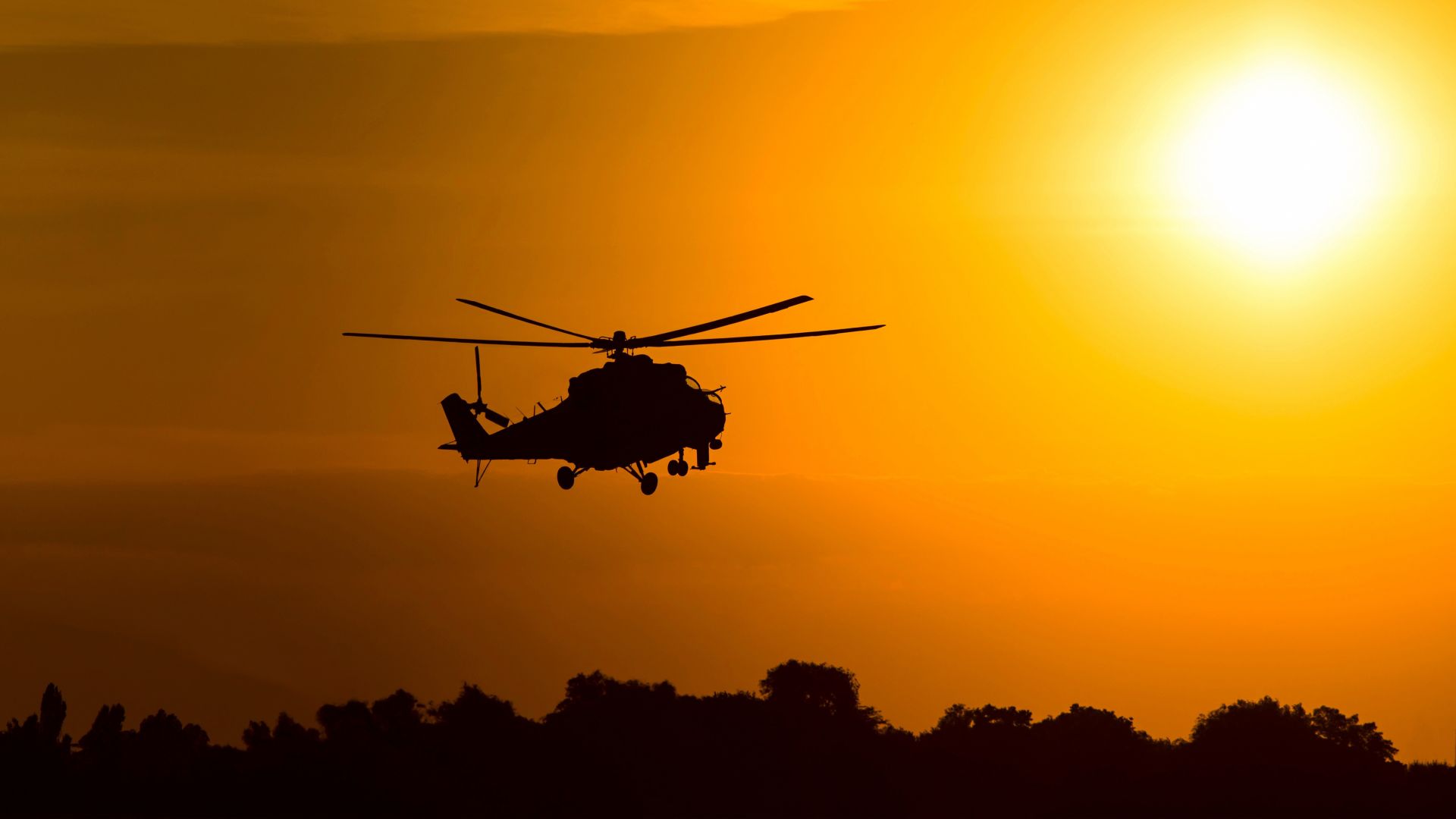 Wallpaper Mil mi 2 attack helicopter silhouette