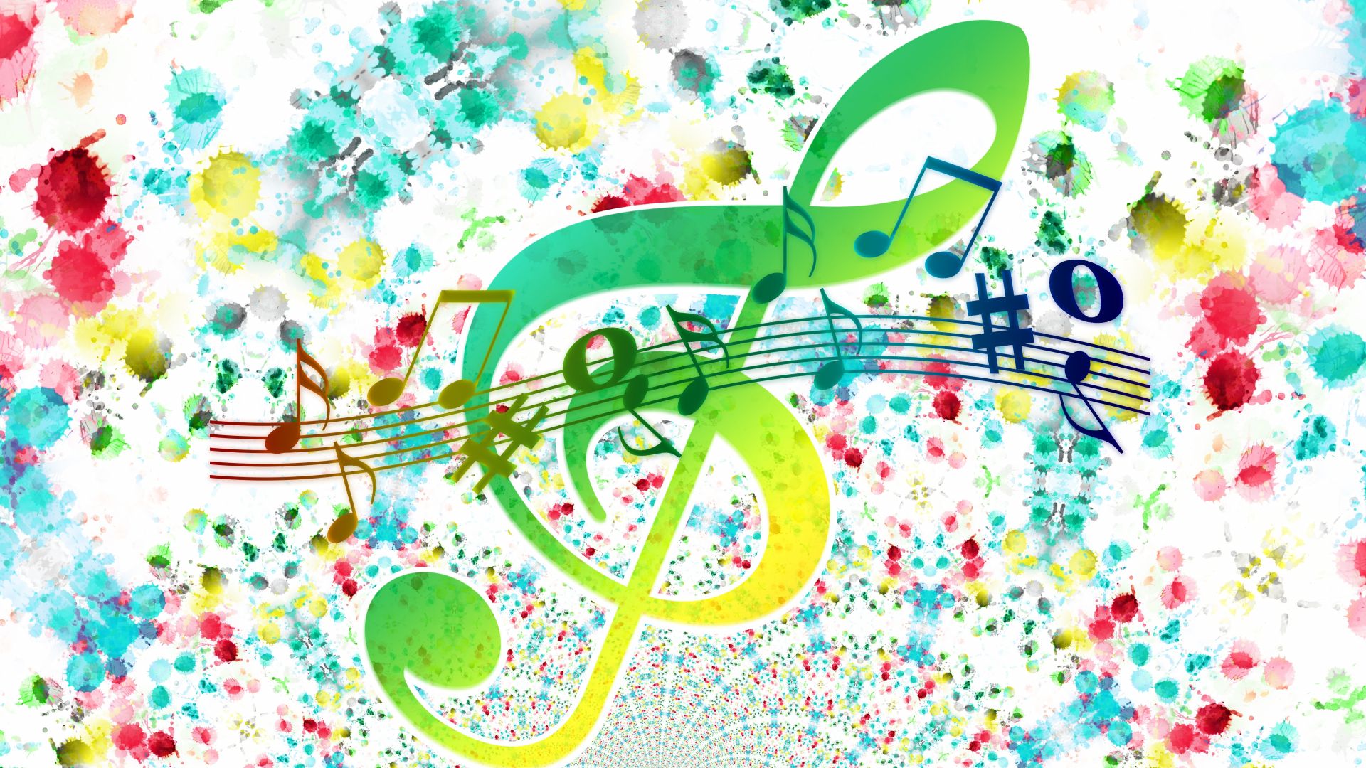 Wallpaper Treble clef notes colorful artwork