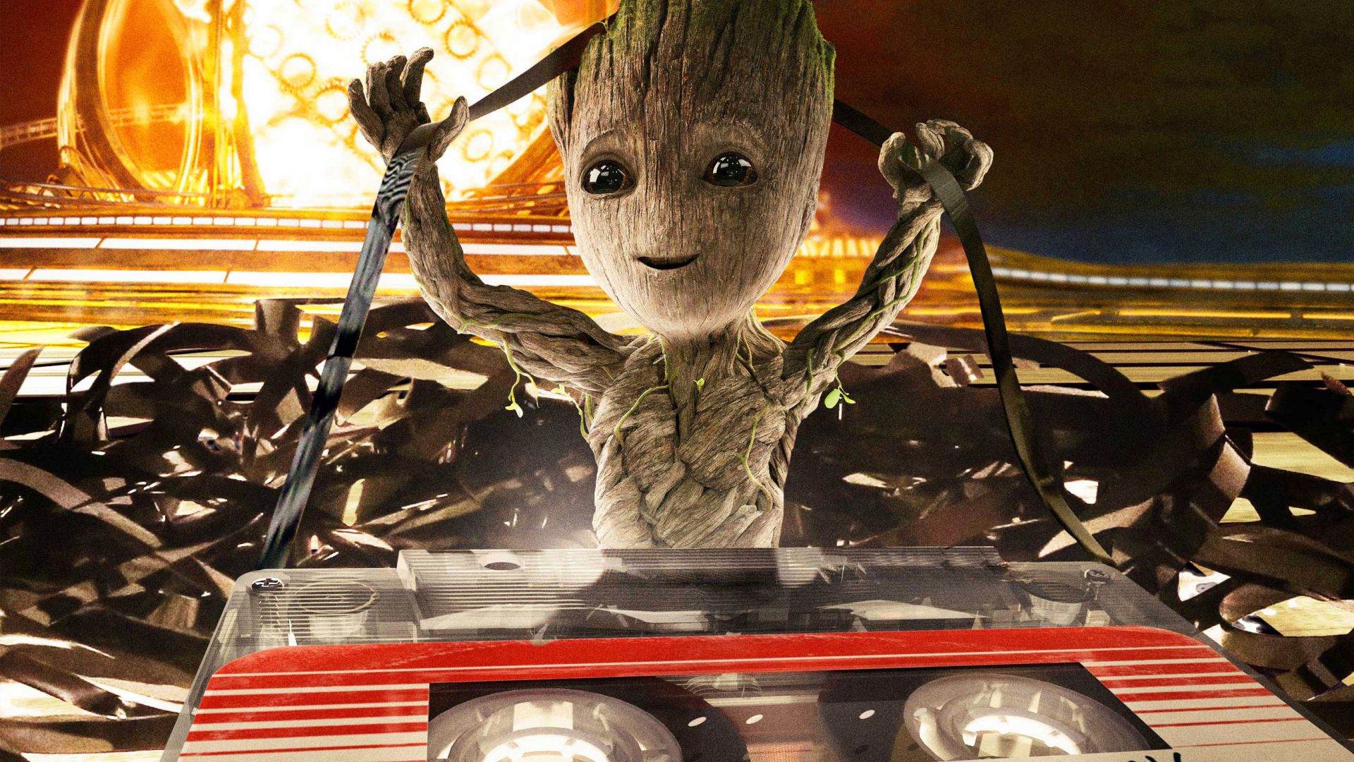 Wallpaper Happy Baby Groot, Guardians of the galaxy vol. 2, 2017 movie