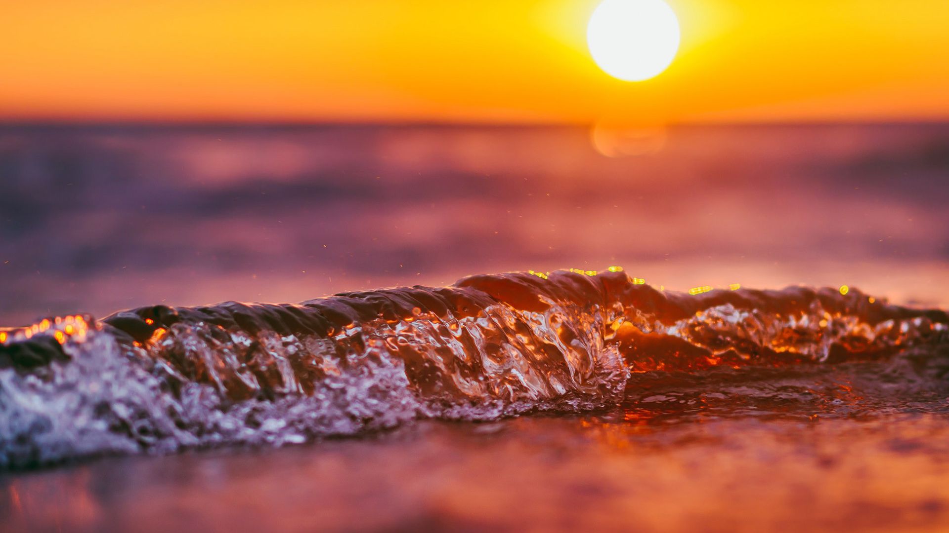 Wallpaper Sea Wave in sunset