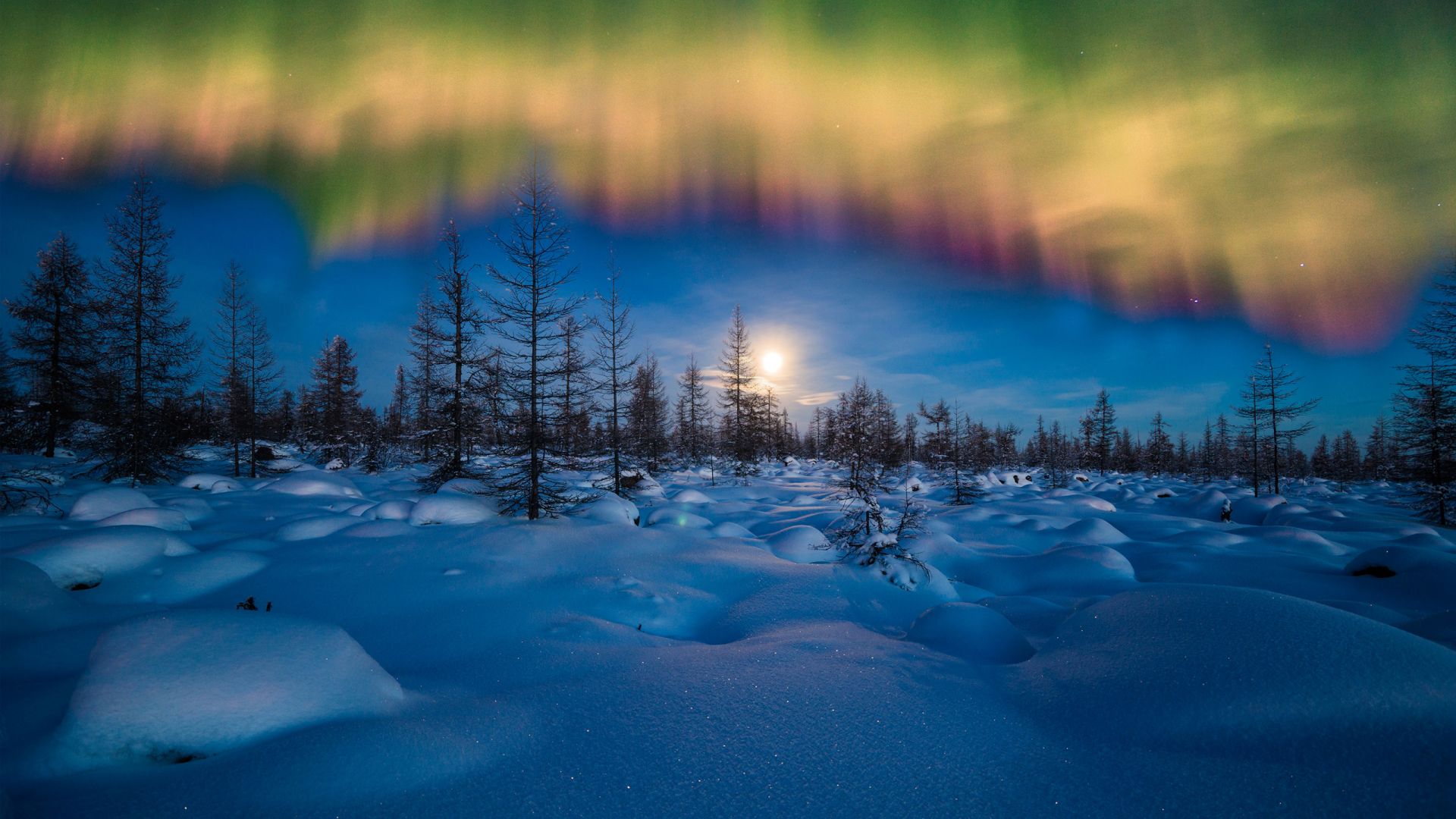 Wallpaper Winter, aurora, borealis, northern lights
