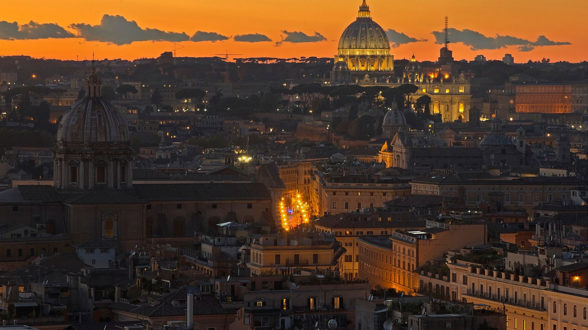 Wallpaper Rome cityscape, sunset