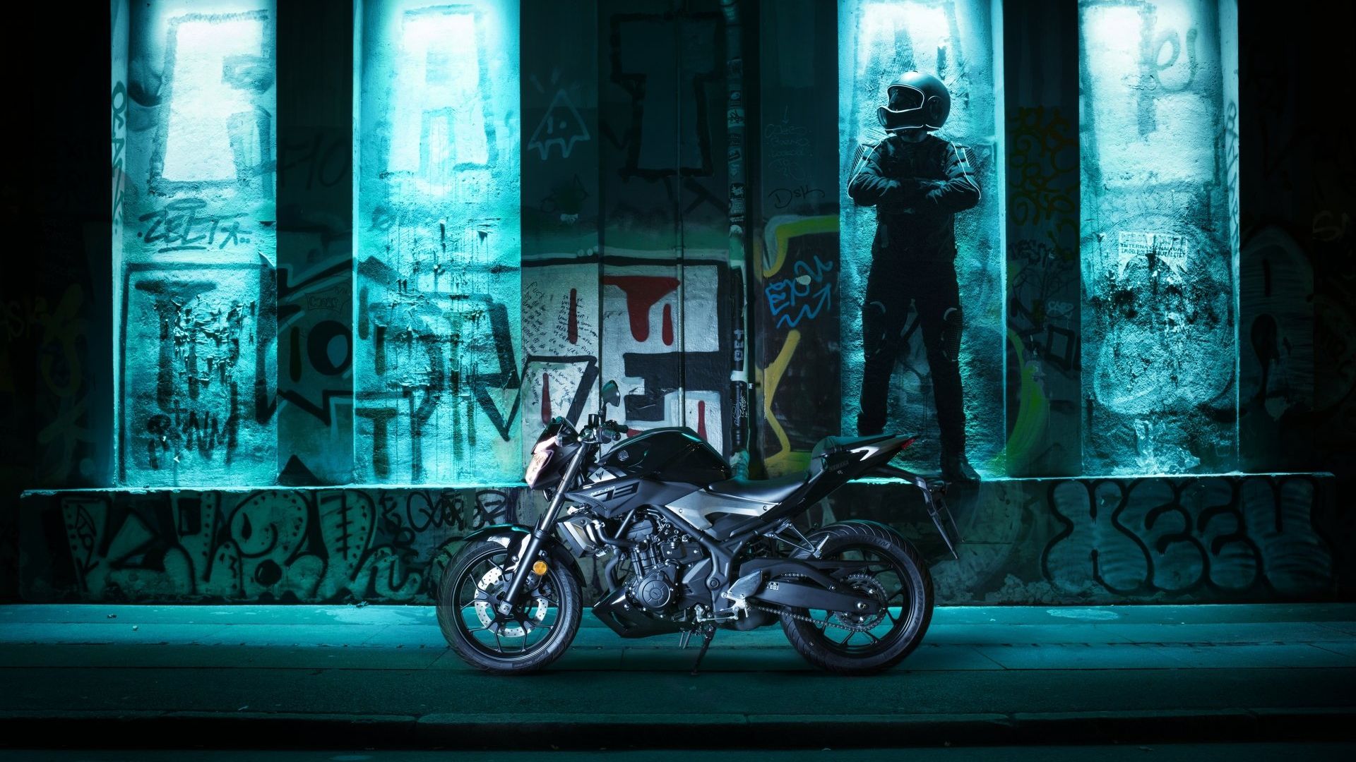 Desktop Wallpaper Yamaha Mt 03 Bike, Night, Graffiti, Hd Image, Picture,  Background, Tu 1jp