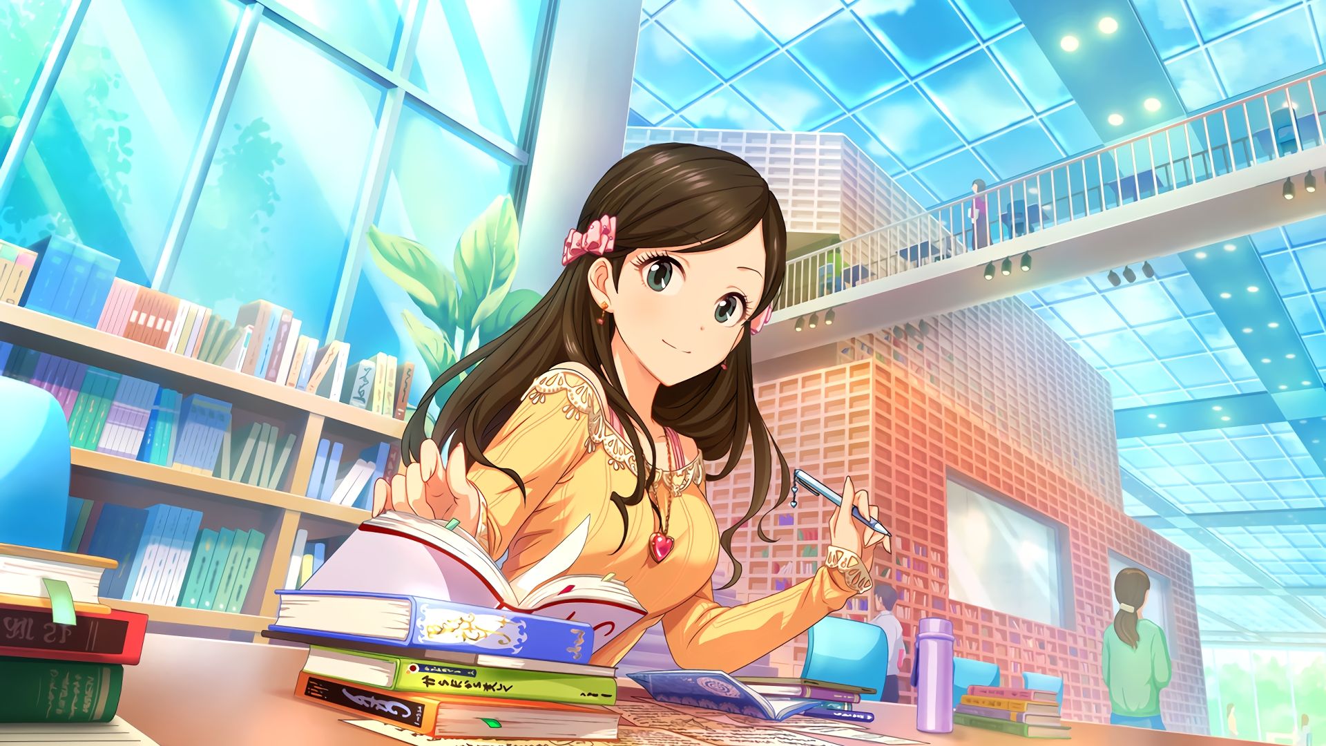 Wallpaper Cute Misaki Etou, anime girl, reading
