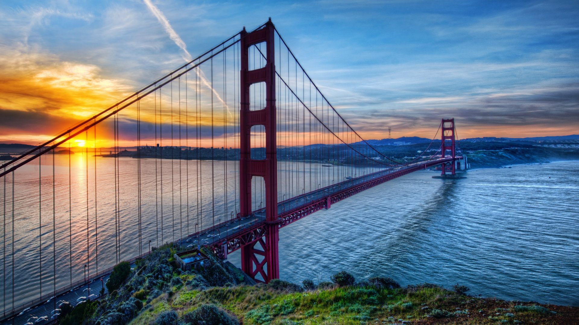 Wallpaper Golden Gate Bridge at sunset