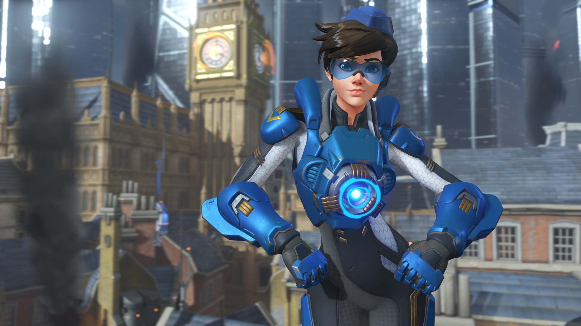 Wallpaper Tracer, blue costume, overwatch, video game