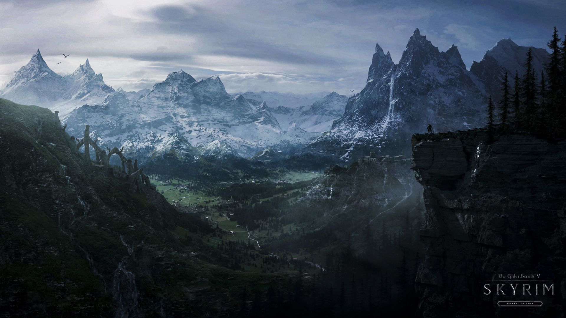 Wallpaper The Elder Scrolls V: Skyrim video game, valley, mountains