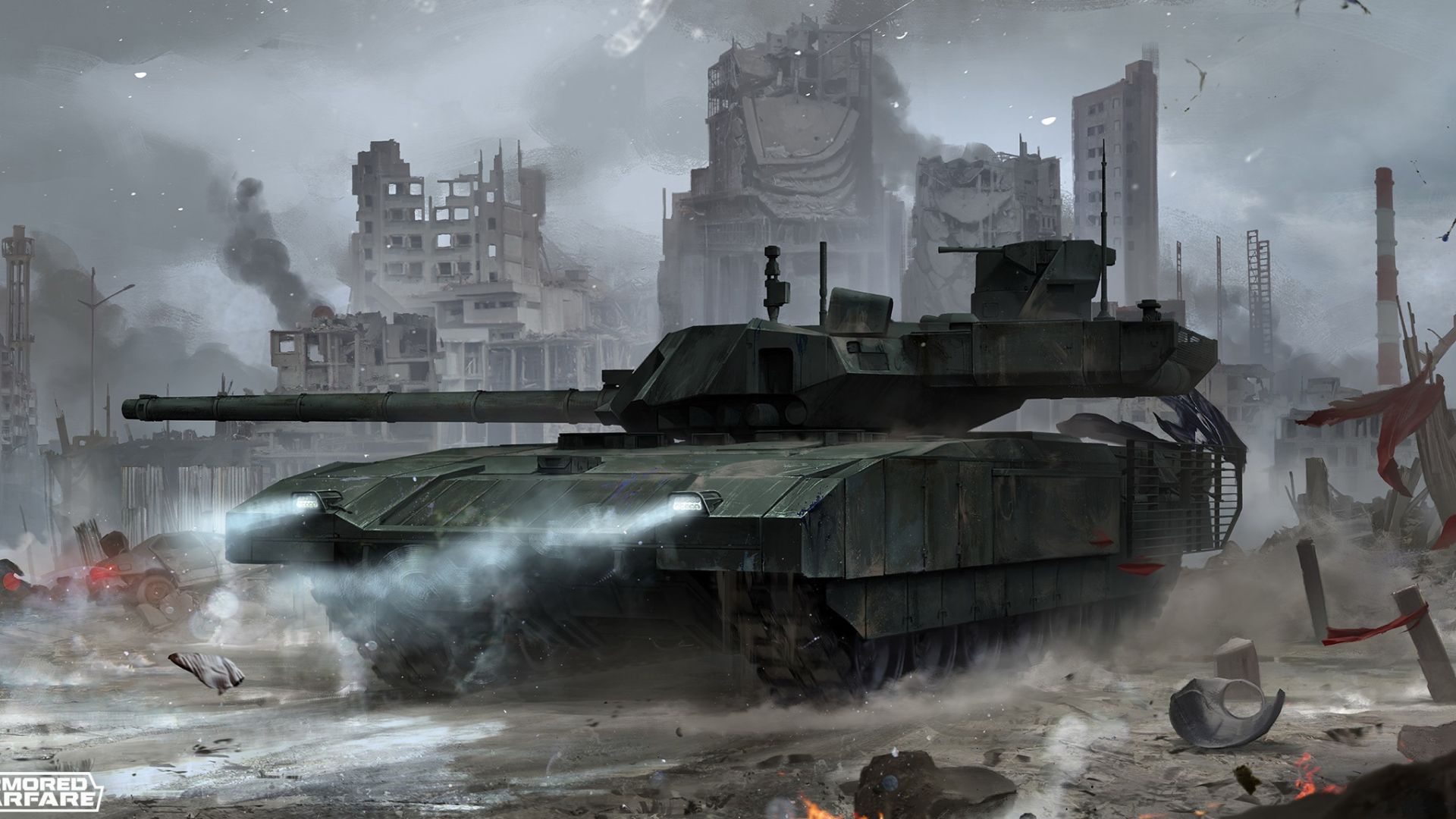 Wallpaper Armored warfare, online game, video game, tank, ruined city