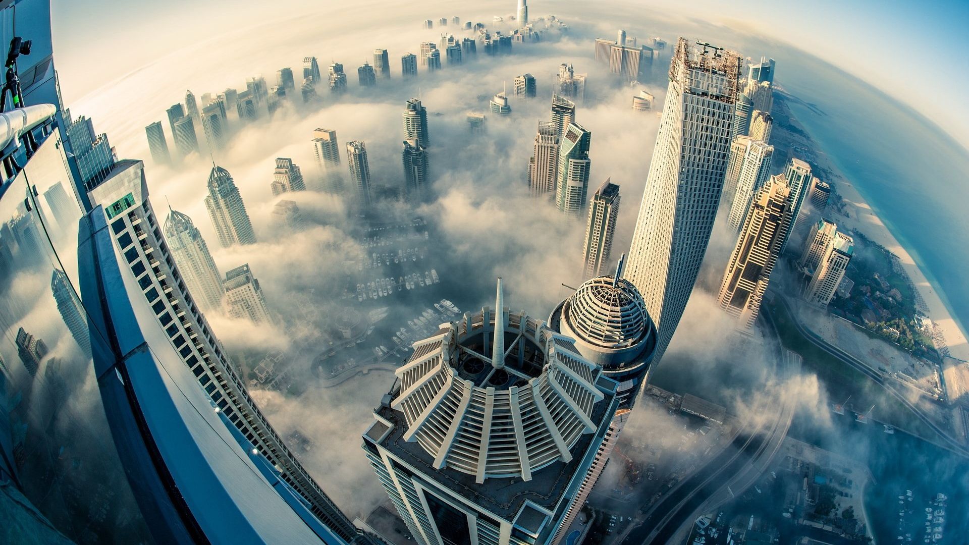 Wallpaper Dubai skyline aerial view 