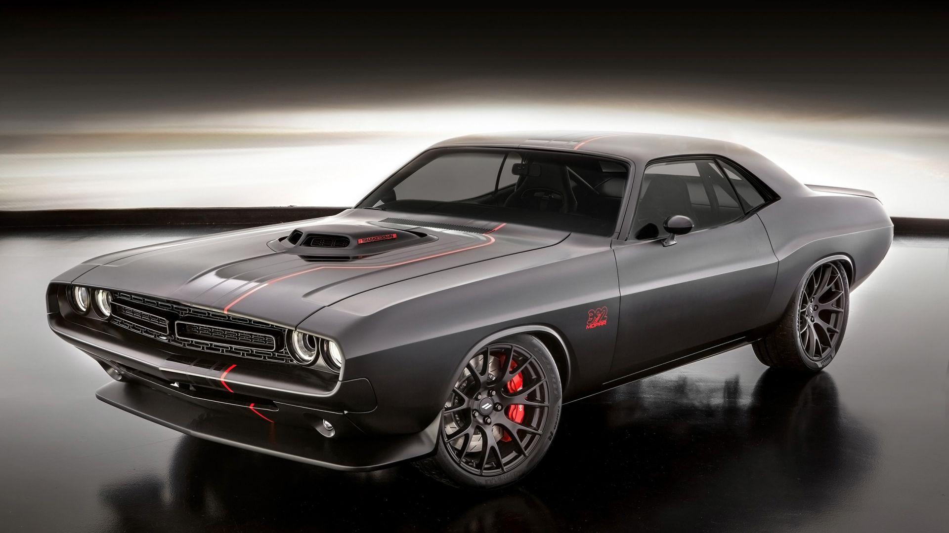 Wallpaper Dodge Challenger, gray muscle car, side view