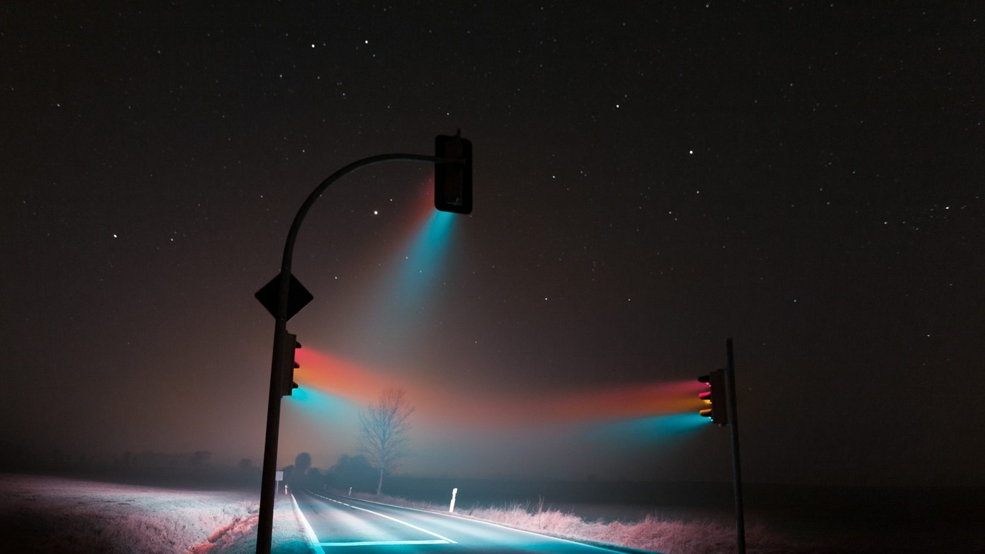 Wallpaper Traffic lights in night
