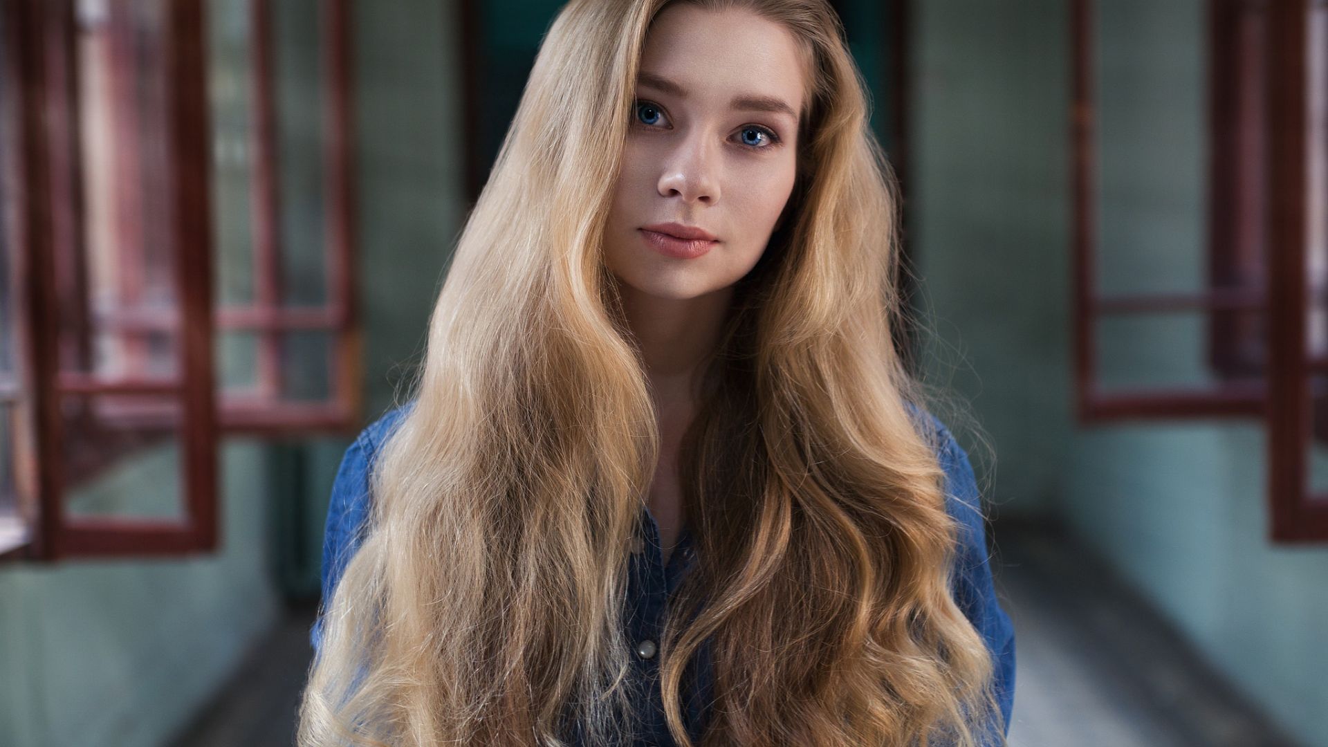 Wallpaper Long hair, beautiful girl, blonde