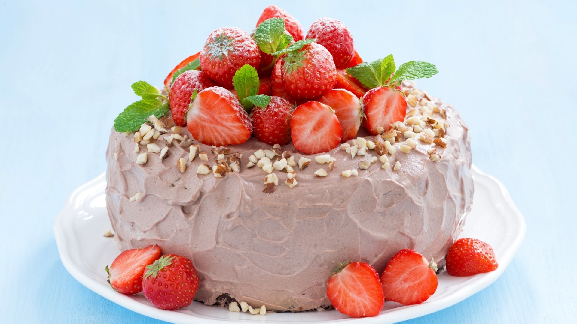 Wallpaper Strawberry cake, baking, cake, food