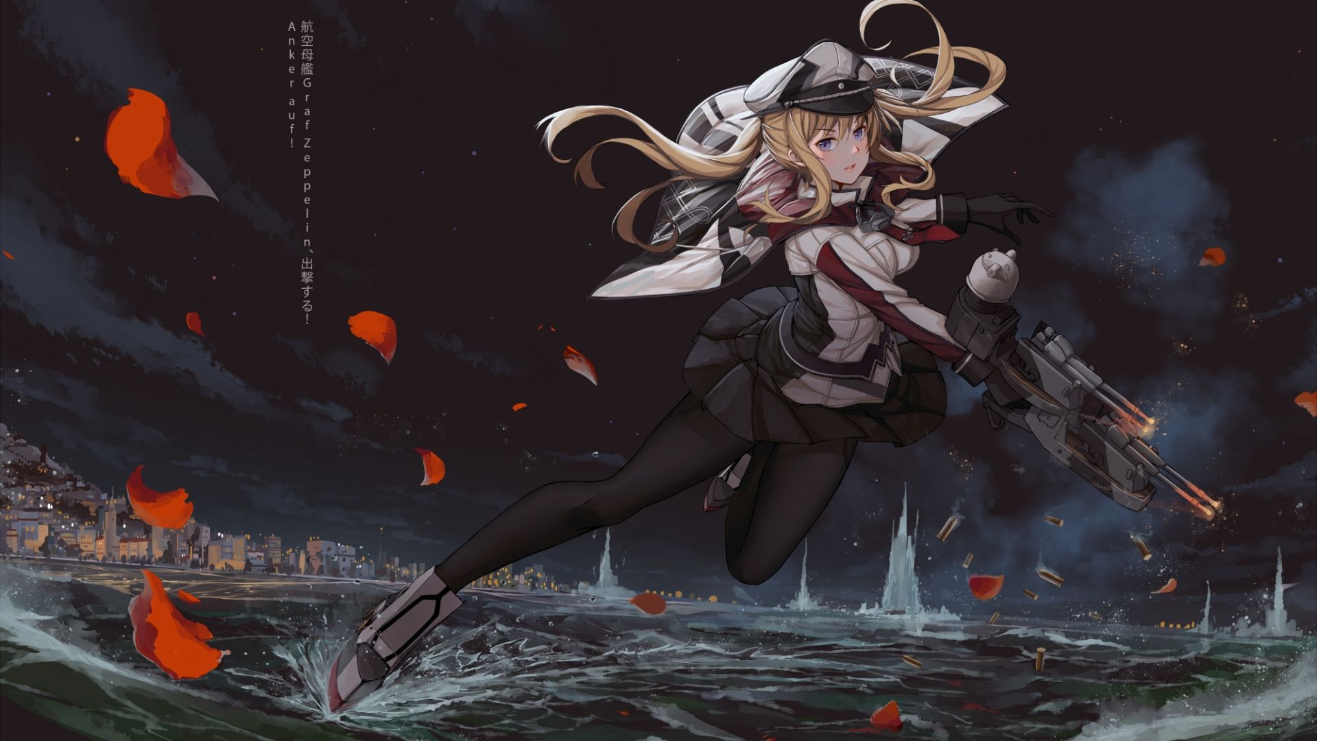 Wallpaper Graf Zeppelin with gun, Kancolle, anime girl