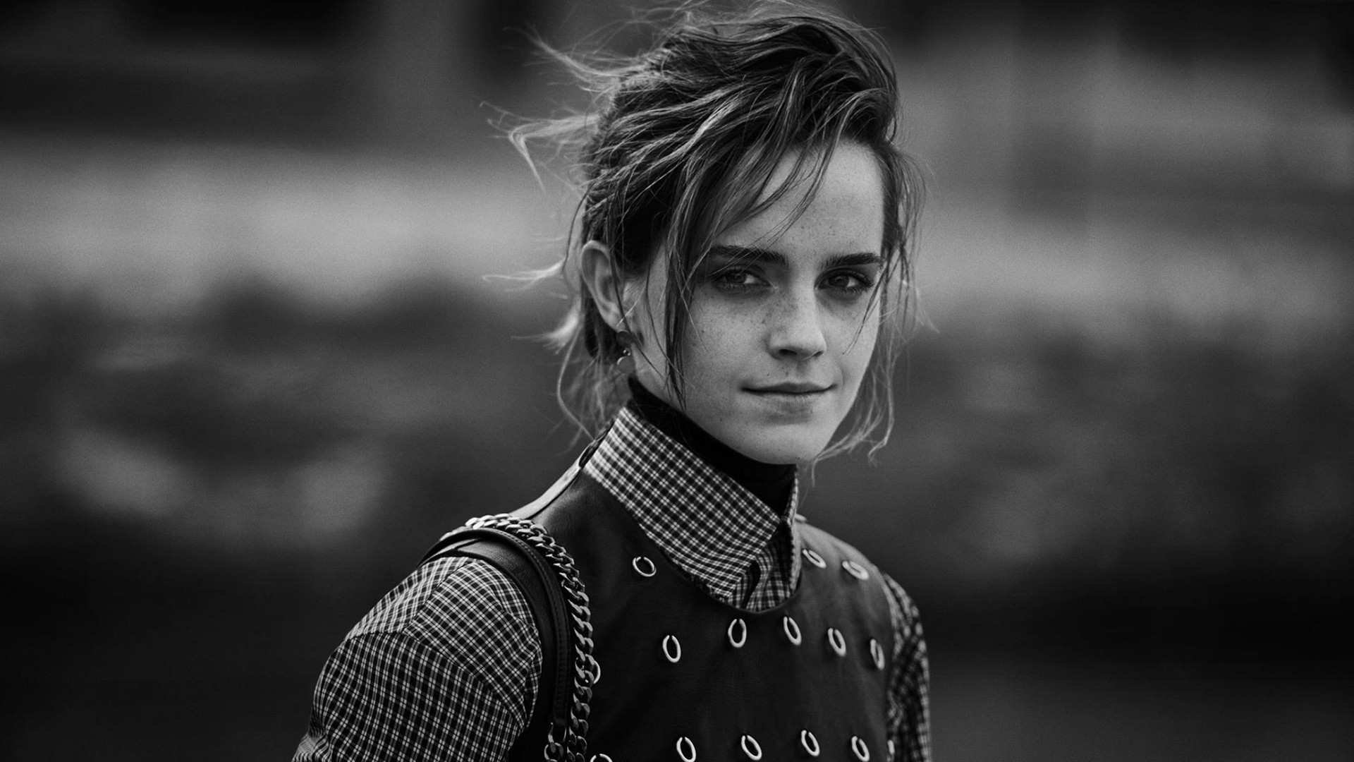 Wallpaper Emma Watson, English actress, celebrity, monochrome