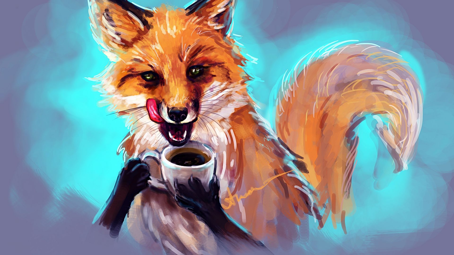 Wallpaper Red fox artwork