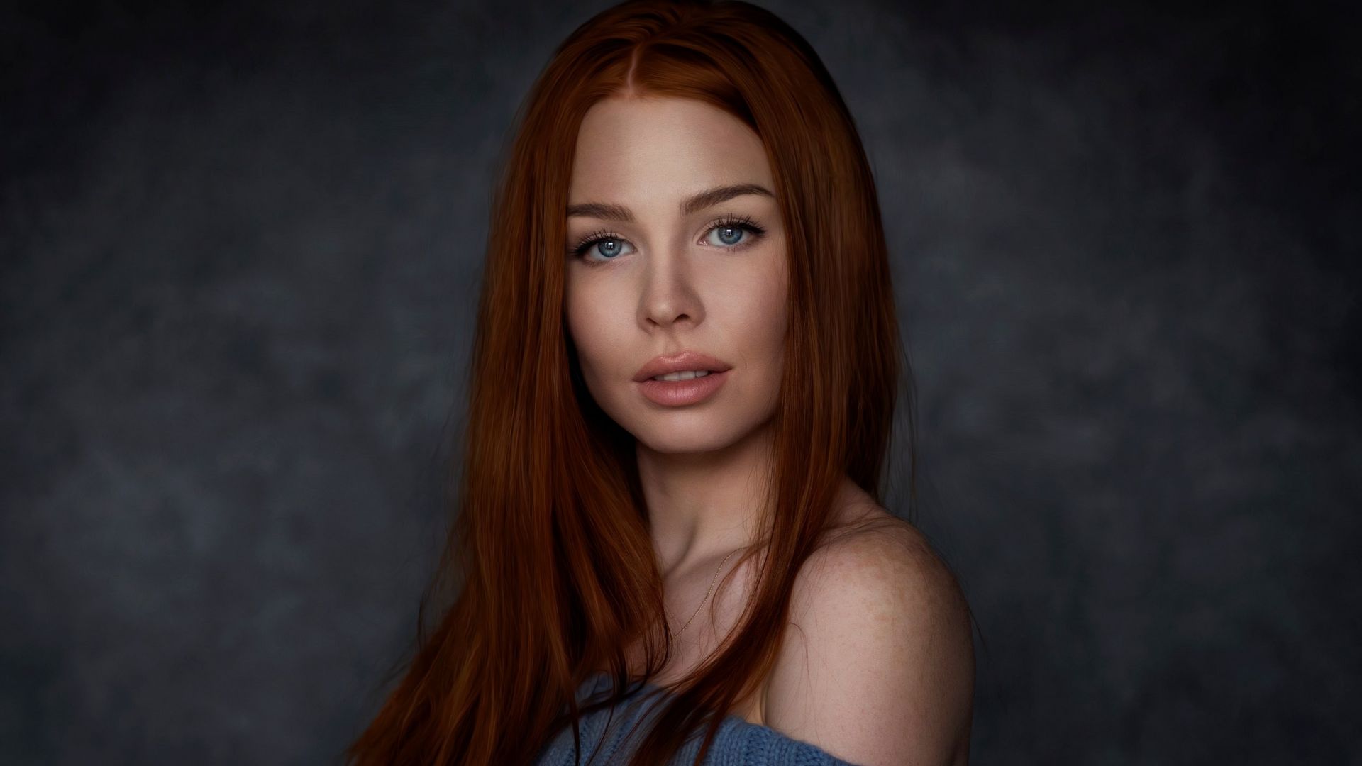 Wallpaper Red head, girl portrait, model