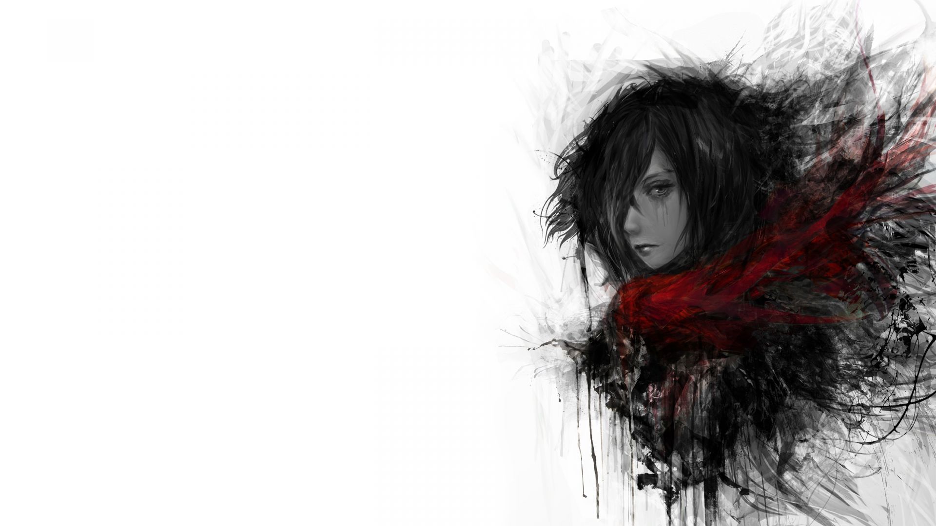 Wallpaper Dark, artwork, Mikasa Ackerman