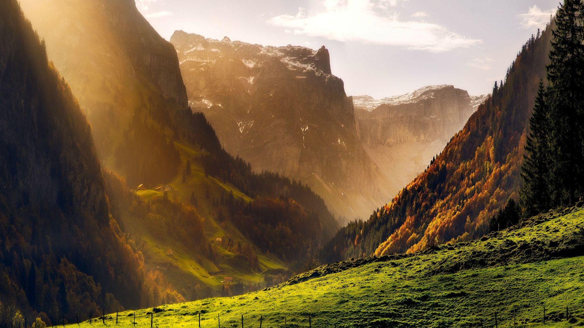 Wallpaper Mountains, valley, landscape, sunlight, nature
