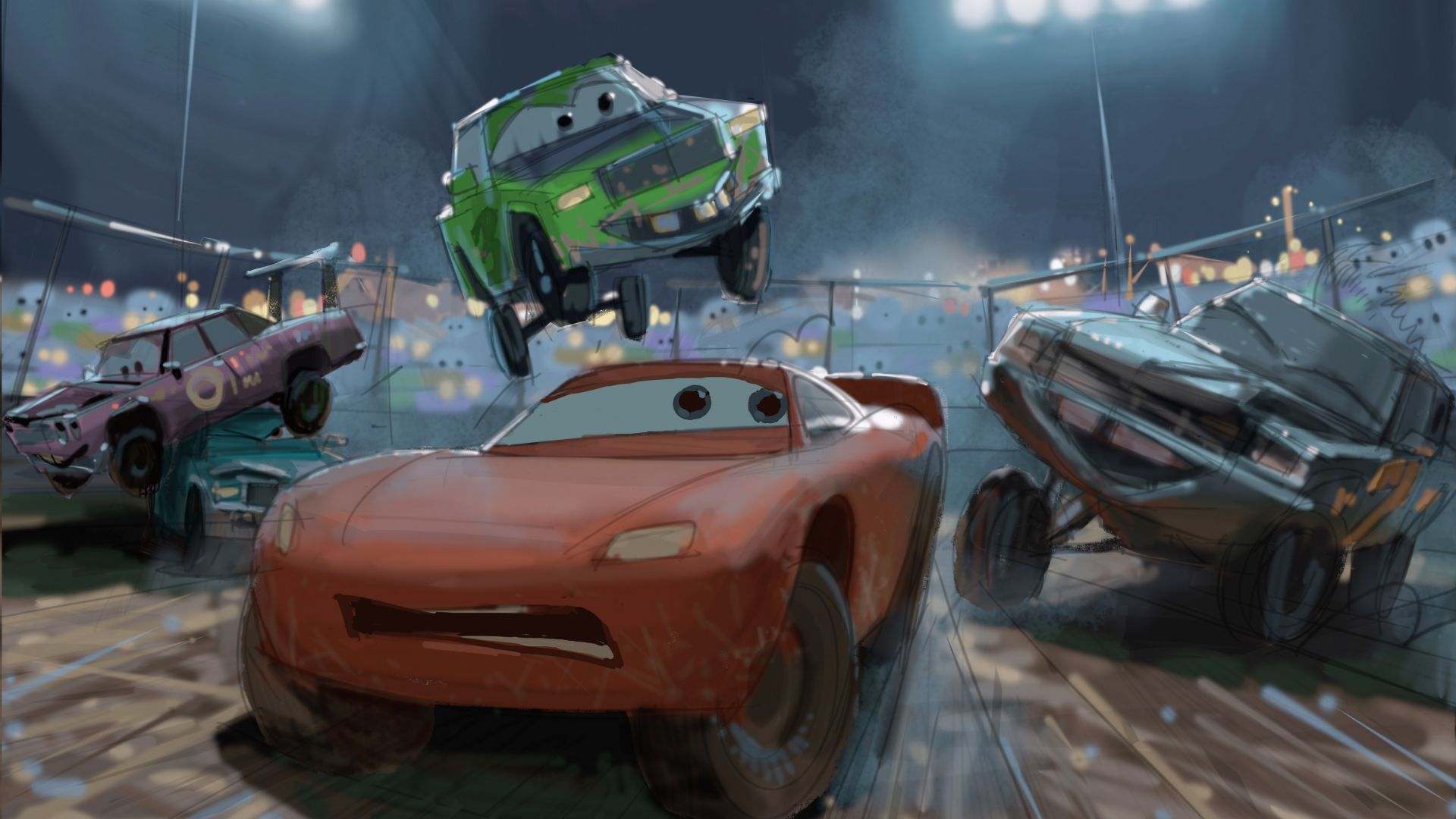 Wallpaper Cars 3, Lightning McQueen, animation movie, art