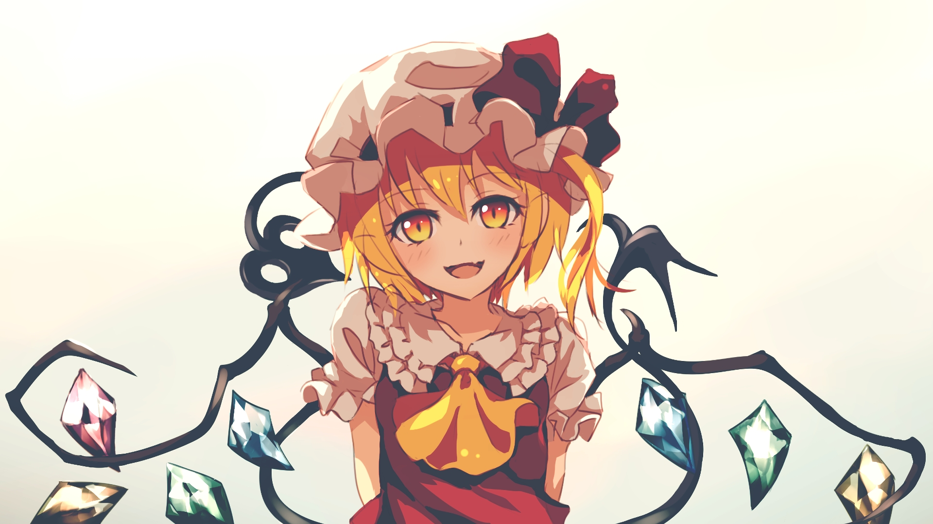 Wallpaper Flandre Scarlet, Touhou, yellow eyes, anime girl