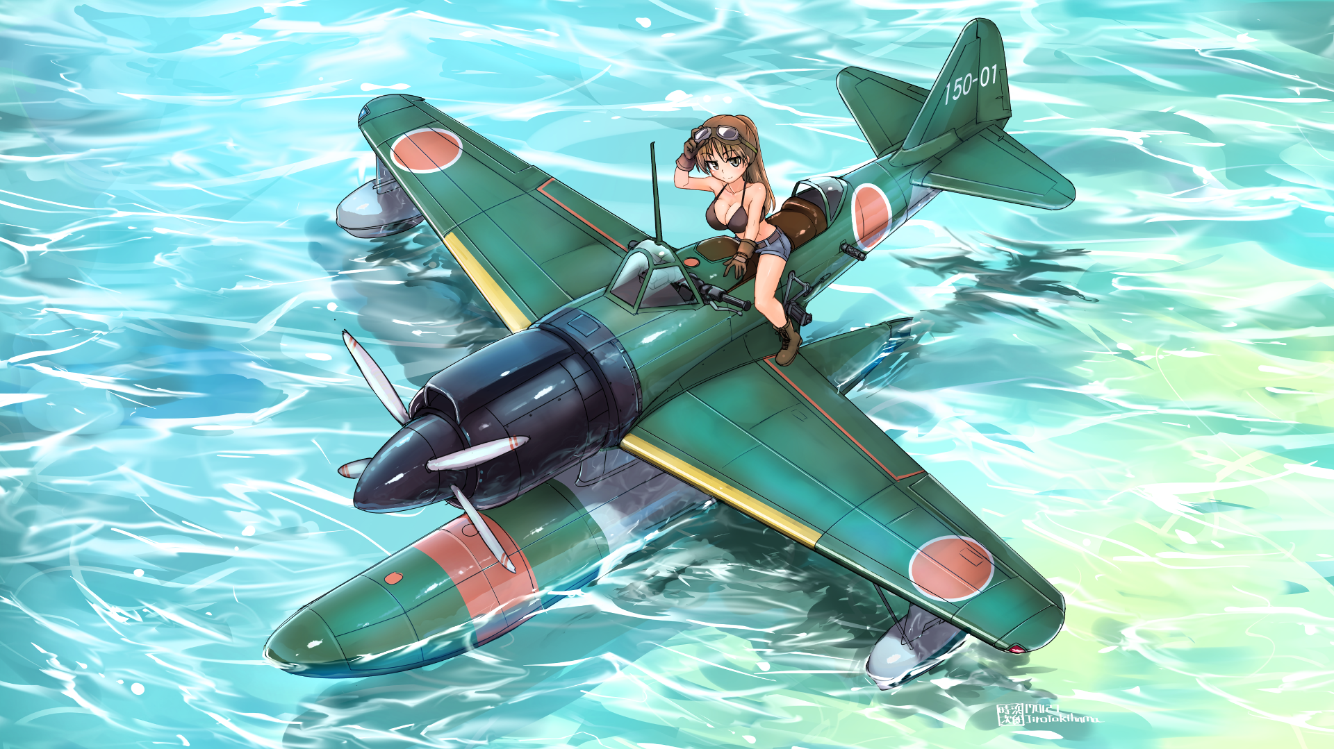 Wallpaper Aviator girls, hot anime girl, pilot