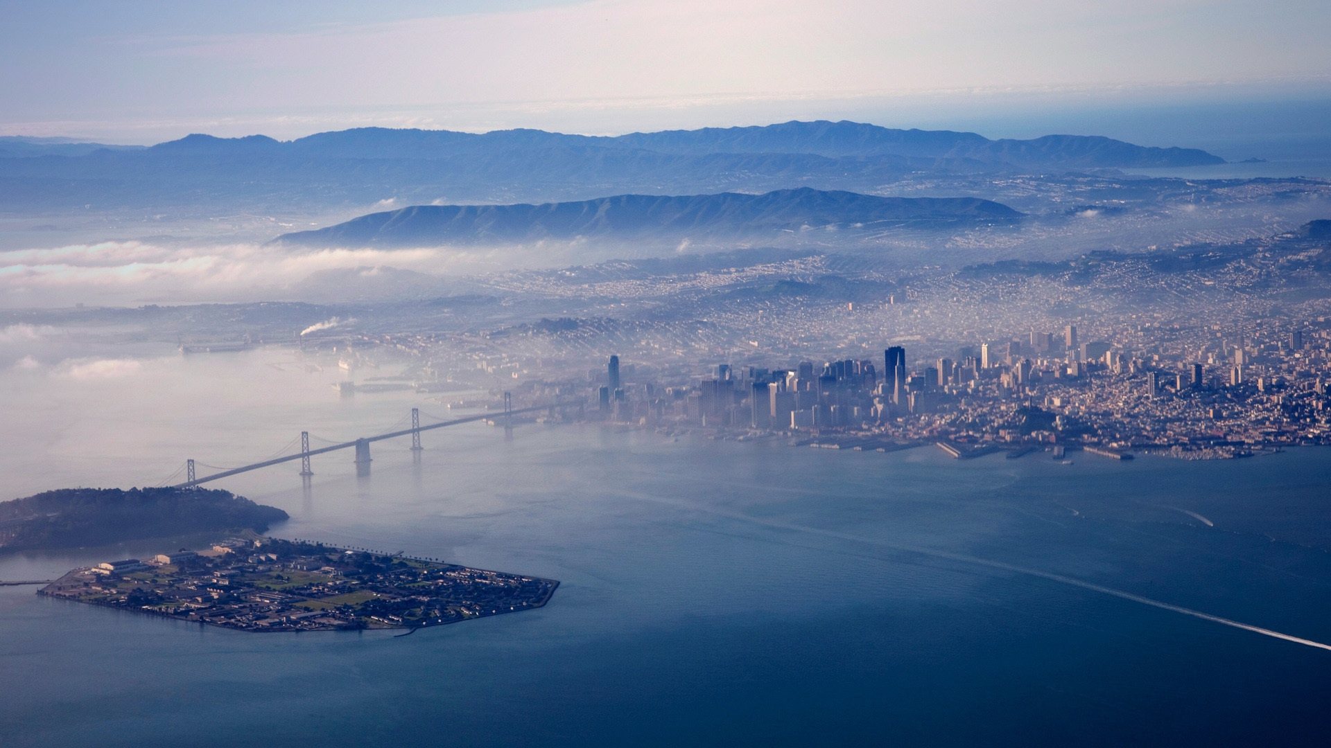 Wallpaper San Francisco, city, aerial view