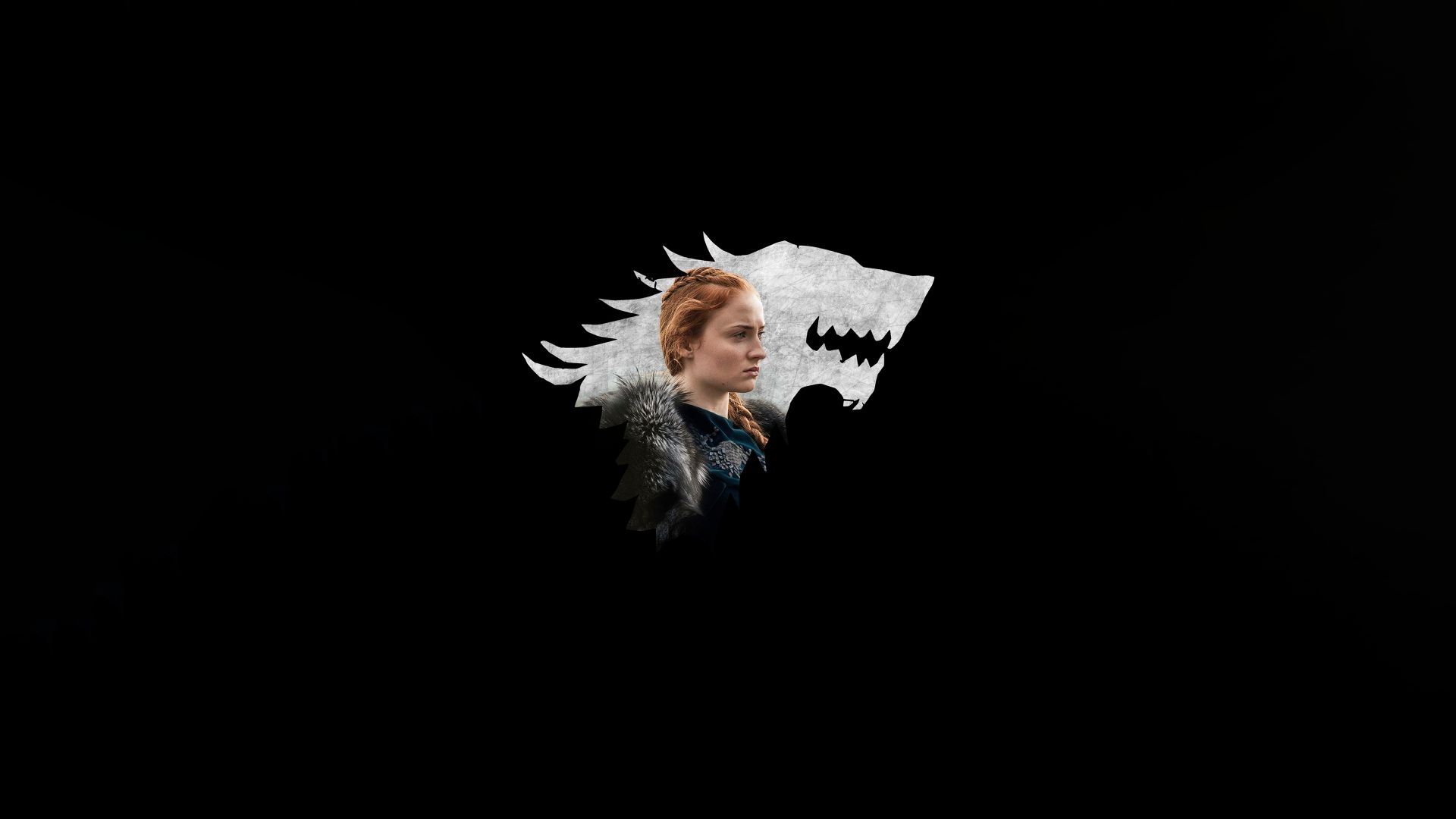 Wallpaper Sansa stark, wolf muzzle, game of thrones, TV series, minimal