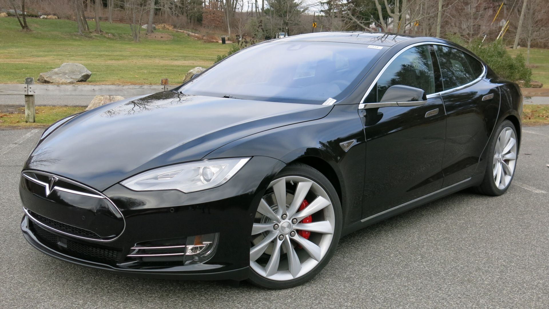 Wallpaper 2015 Tesla Model S P85D, sports car, side view
