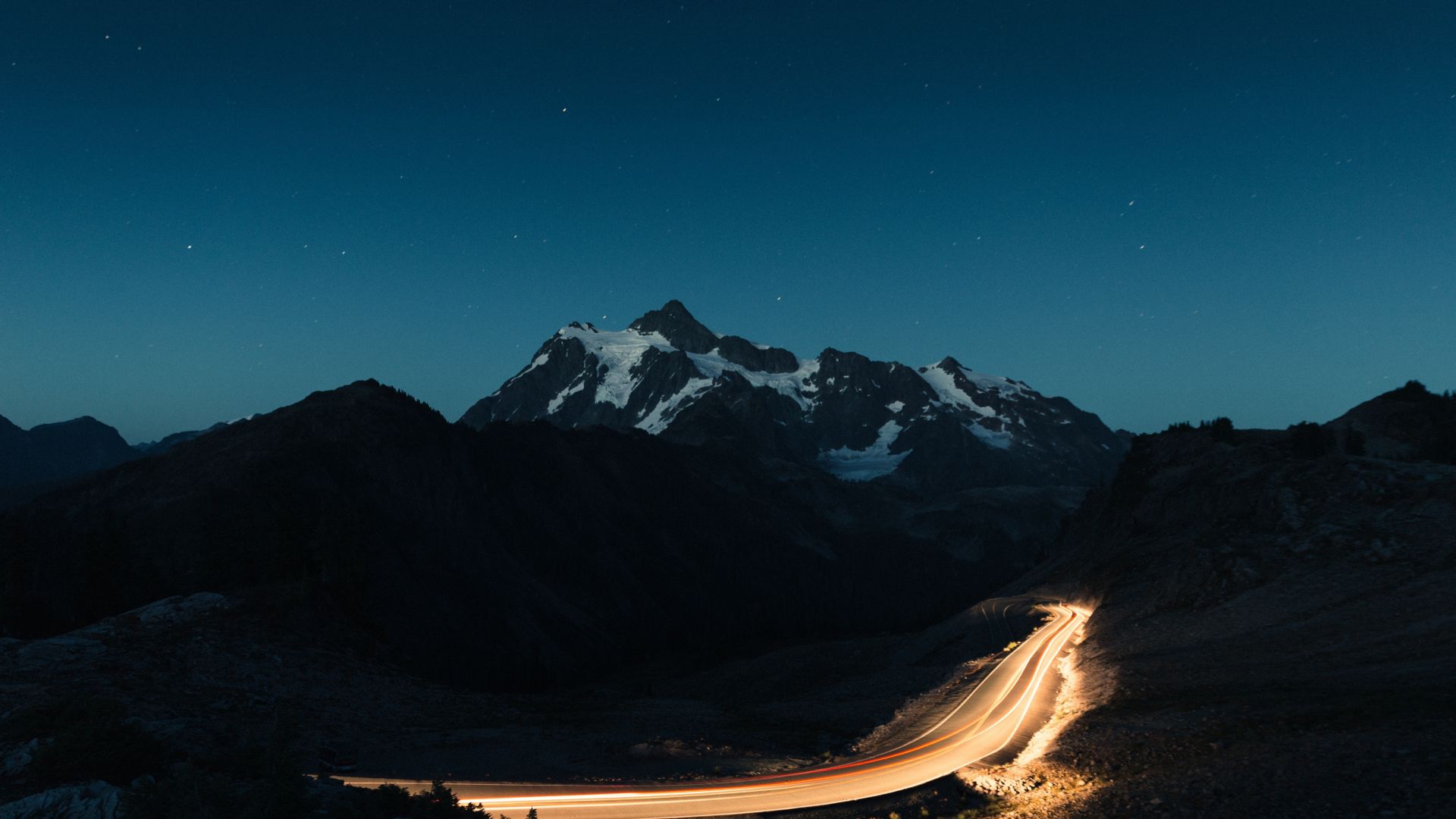 Wallpaper Mountains and roads in night