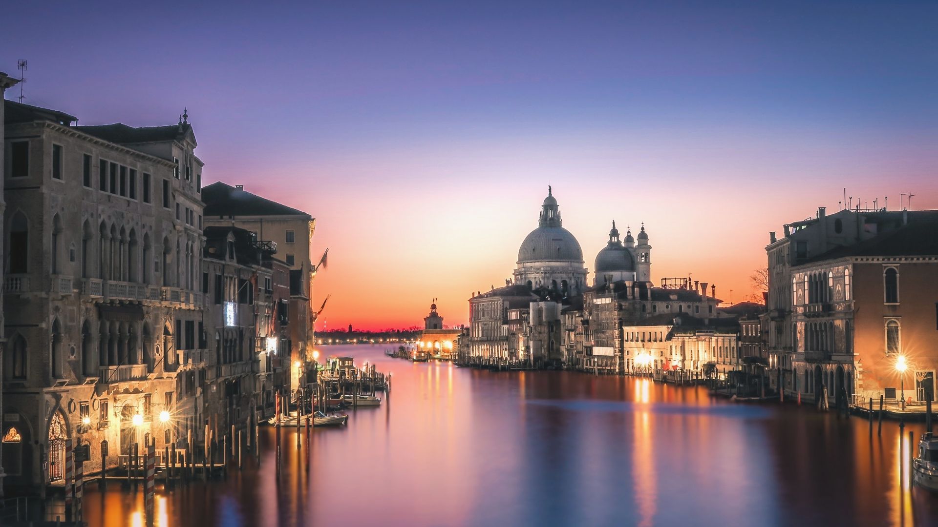 Wallpaper Venice, city, night, river, lights