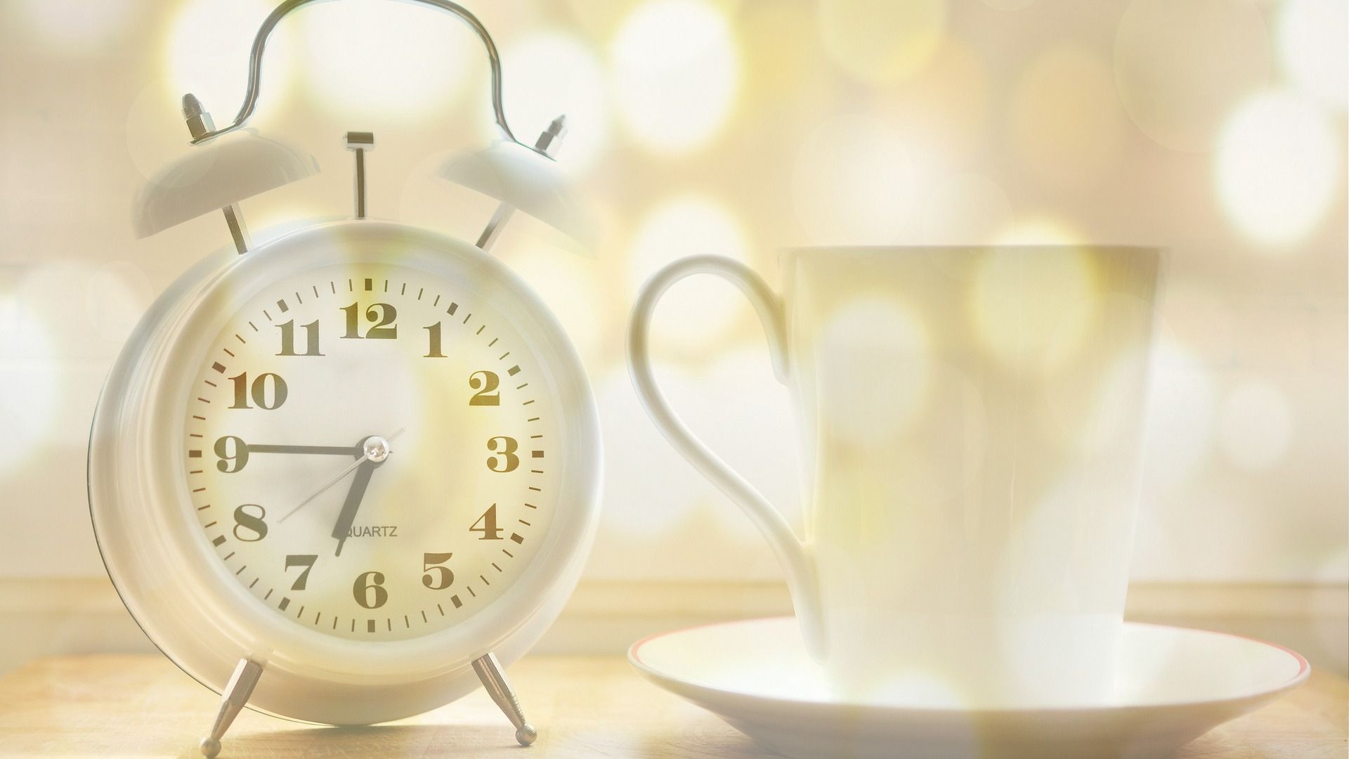 Wallpaper Alarm clock, coffee cup, morning, cup