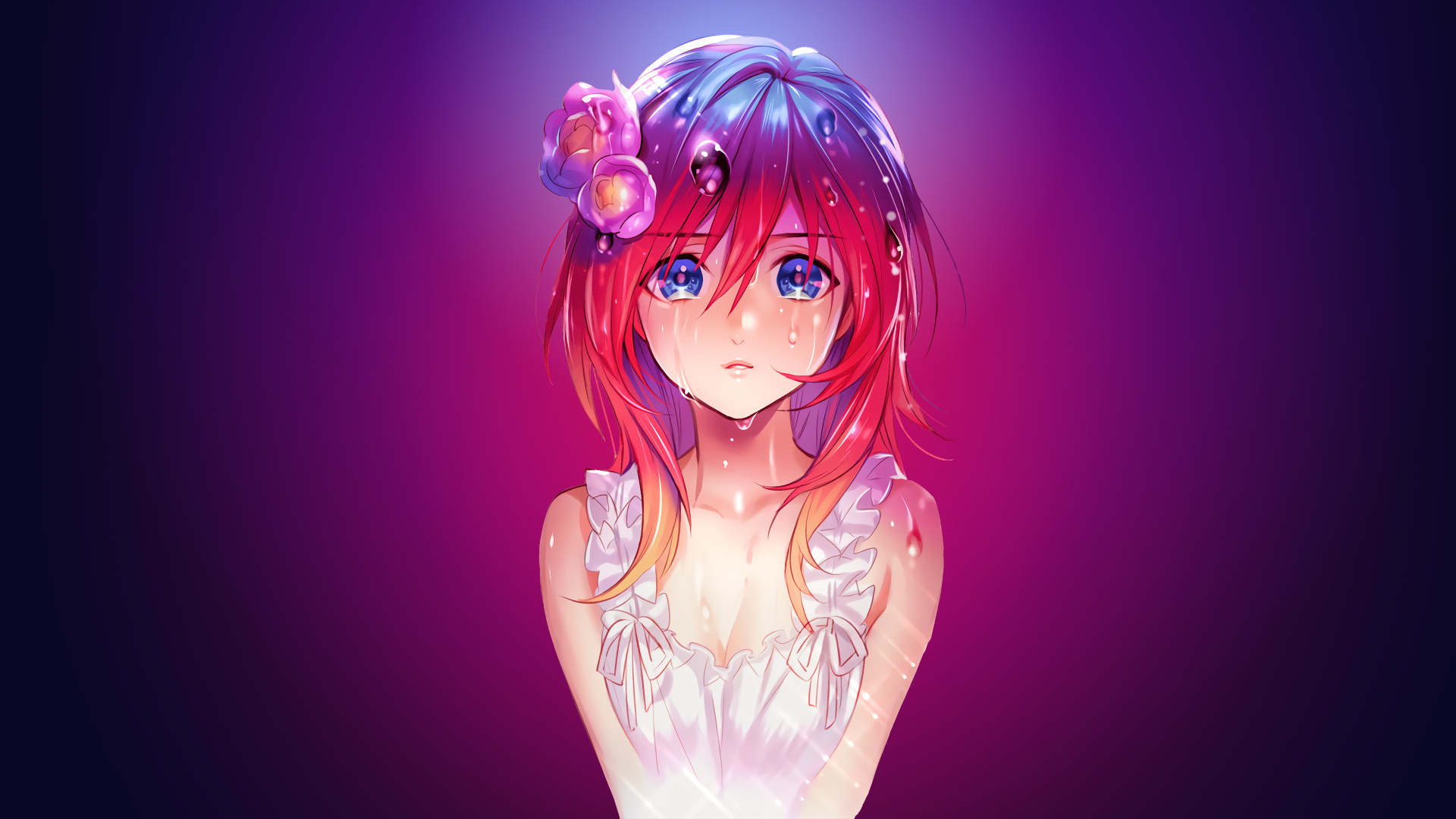 Wallpaper Cute anime girl with blue eyes