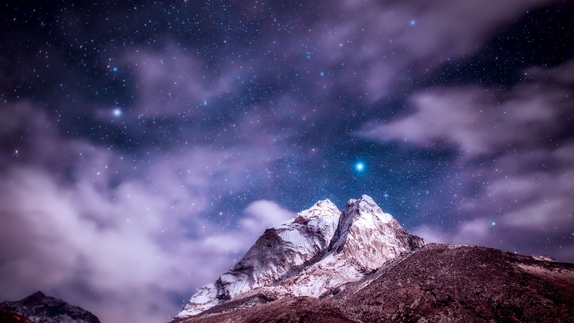 Wallpaper Himalaya's mountains, sky, clouds, night