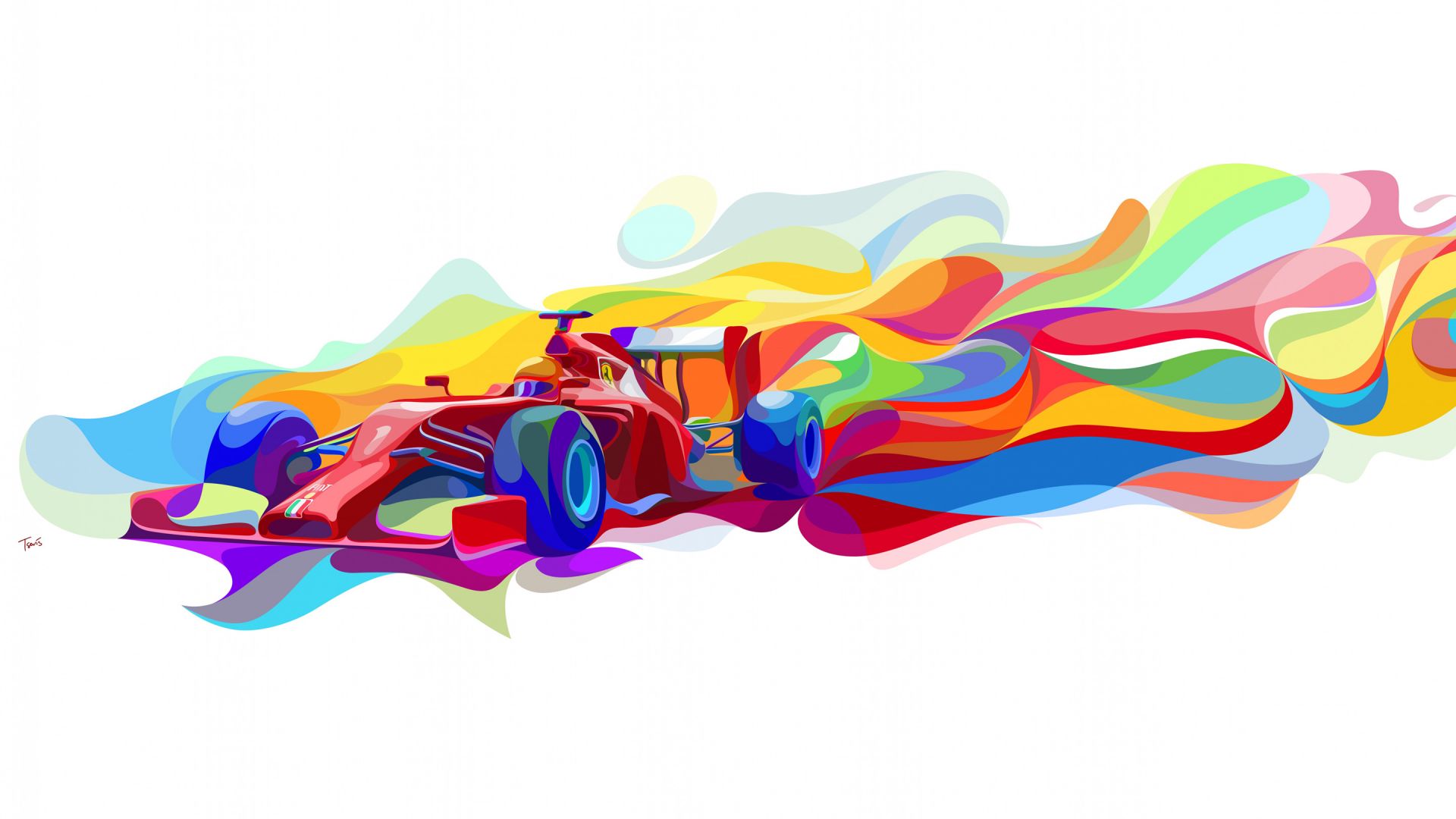 Wallpaper Formula one Ferrari sports car colorful artwork