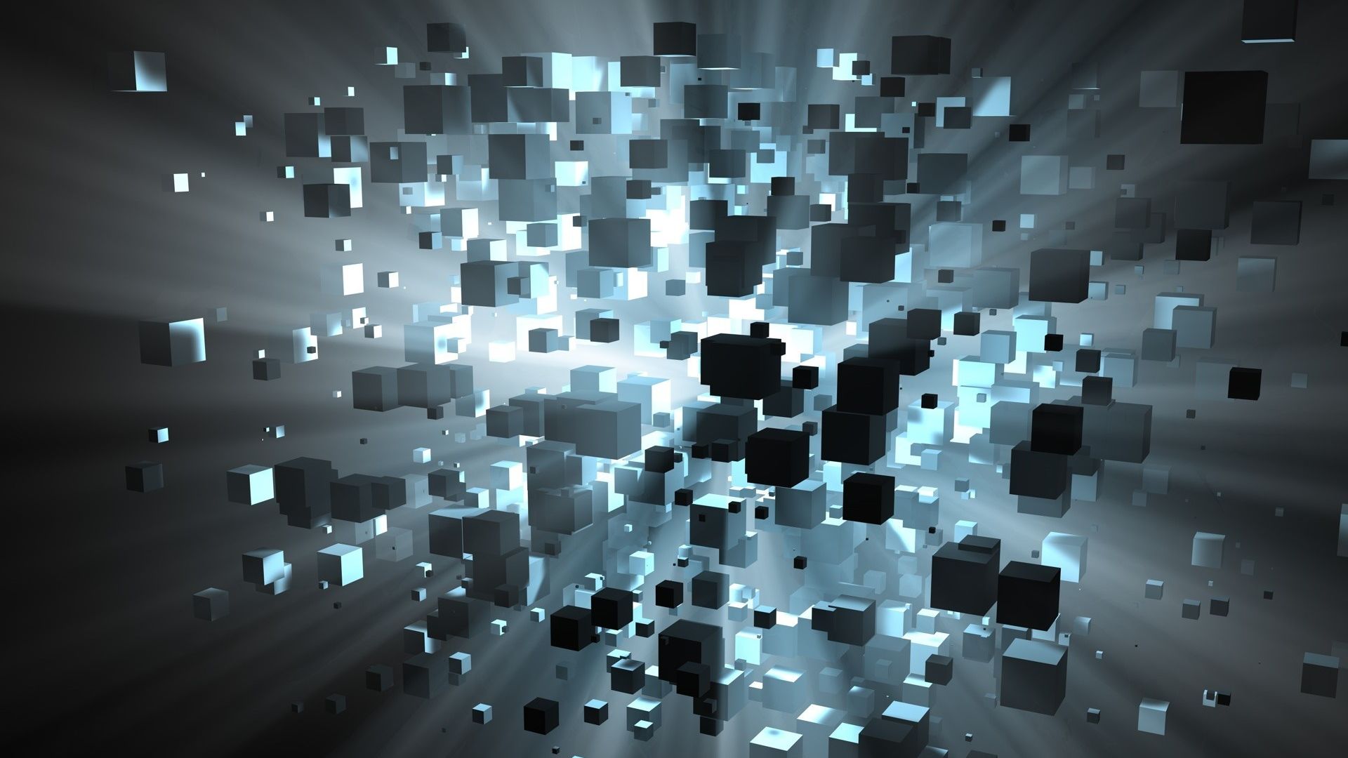 Wallpaper Dark 3D cubes abstract