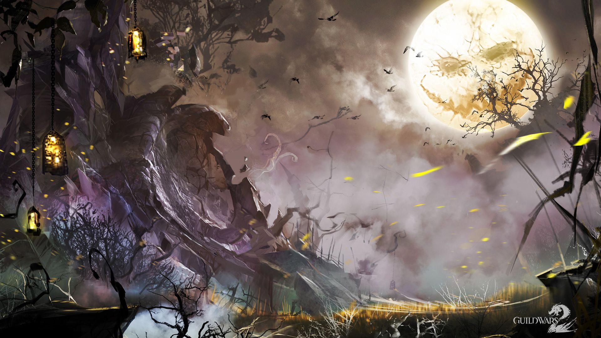 Wallpaper Guild wars 2 video game, scary night