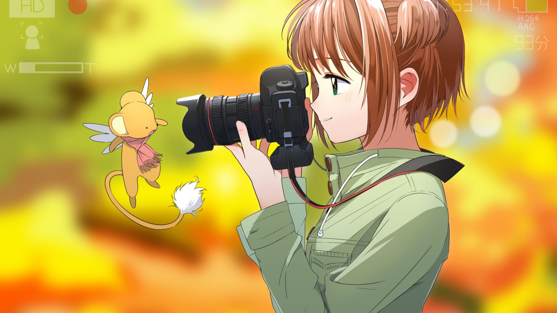 Wallpaper Blonde anime girl, taking photo, Sakura Kinomoto, Cardcaptor Sakura