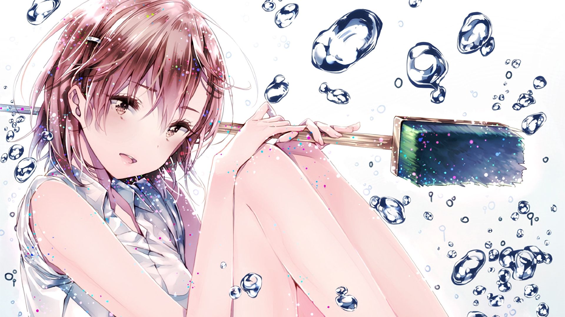 Wallpaper Misaka Mikoto, Toaru Majutsu no Index, anime girl, drops